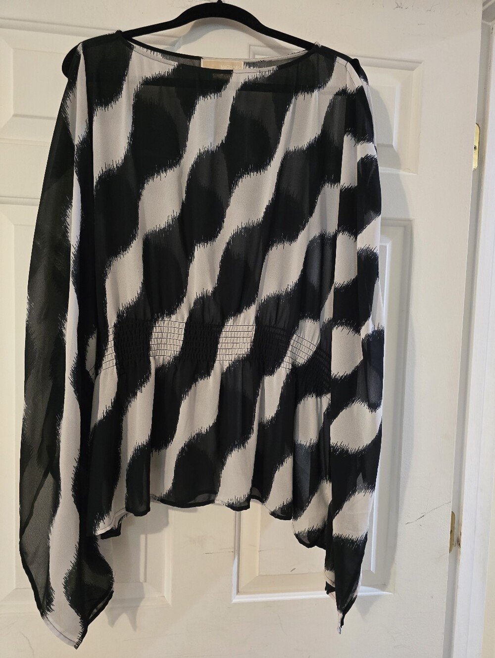 Michael Kors Black and White Sheer Patterned Blouse